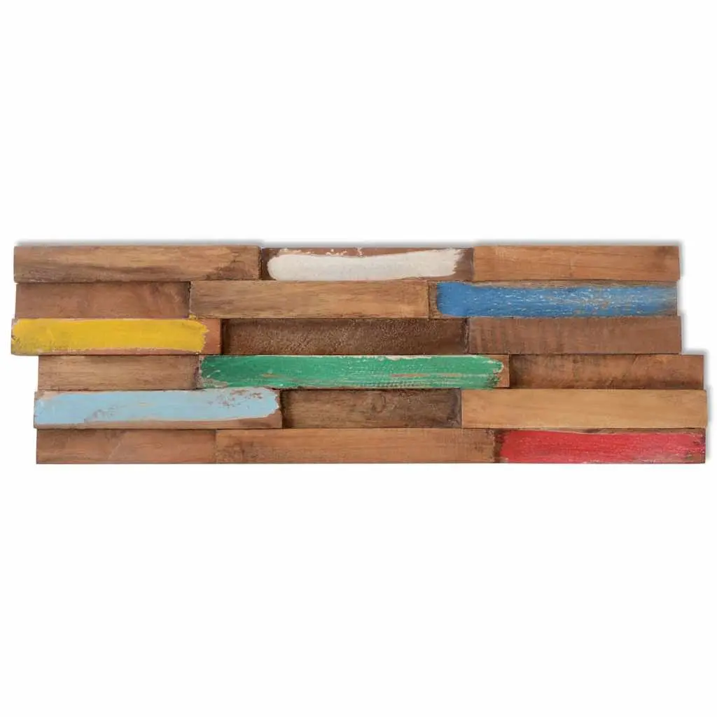 Wall Cladding Panels Solid Teak Wood Decorative 10 Piece Multicolour