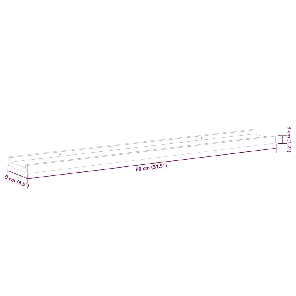 Wall Shelves Floating Storage Display Unit 80 x 9 x 3 cm High Gloss White 2 Piece