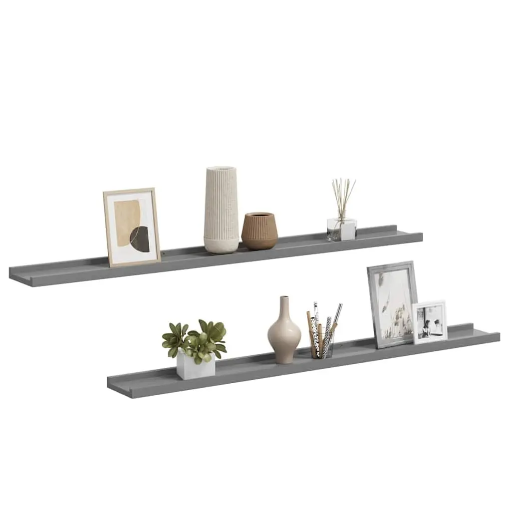 Wall Shelves 2 pcs Grey 100x9x3 cm Storage Display Floating Shelving Unit