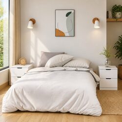 Bedside Table White 40x40x50cm Modern Storage Cabinet Side Unit 2pcs