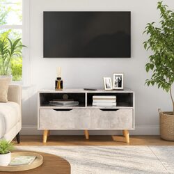 TV Cabinet Concrete Grey Storage Unit Living Room Media Stand Engineered Wood