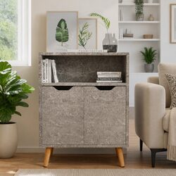 Sideboard Storage Cabinet Grey Engineered Wood Living Room Cupboard Buffet