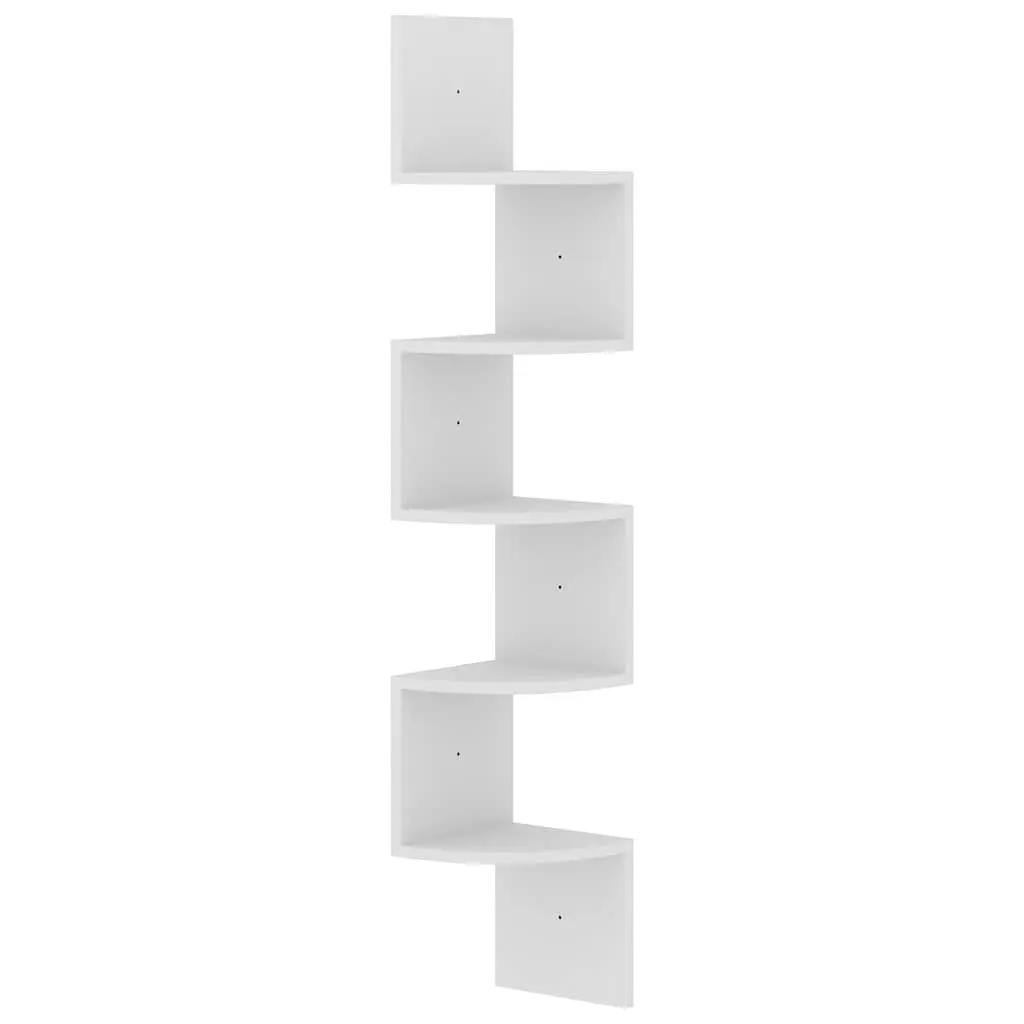 Wall Corner Shelf Engineered Wood White 19x19x123cm Display Storage