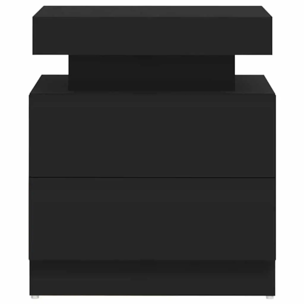 Bedside Cabinet Engineered Wood Storage Table 45x35x52cm Black