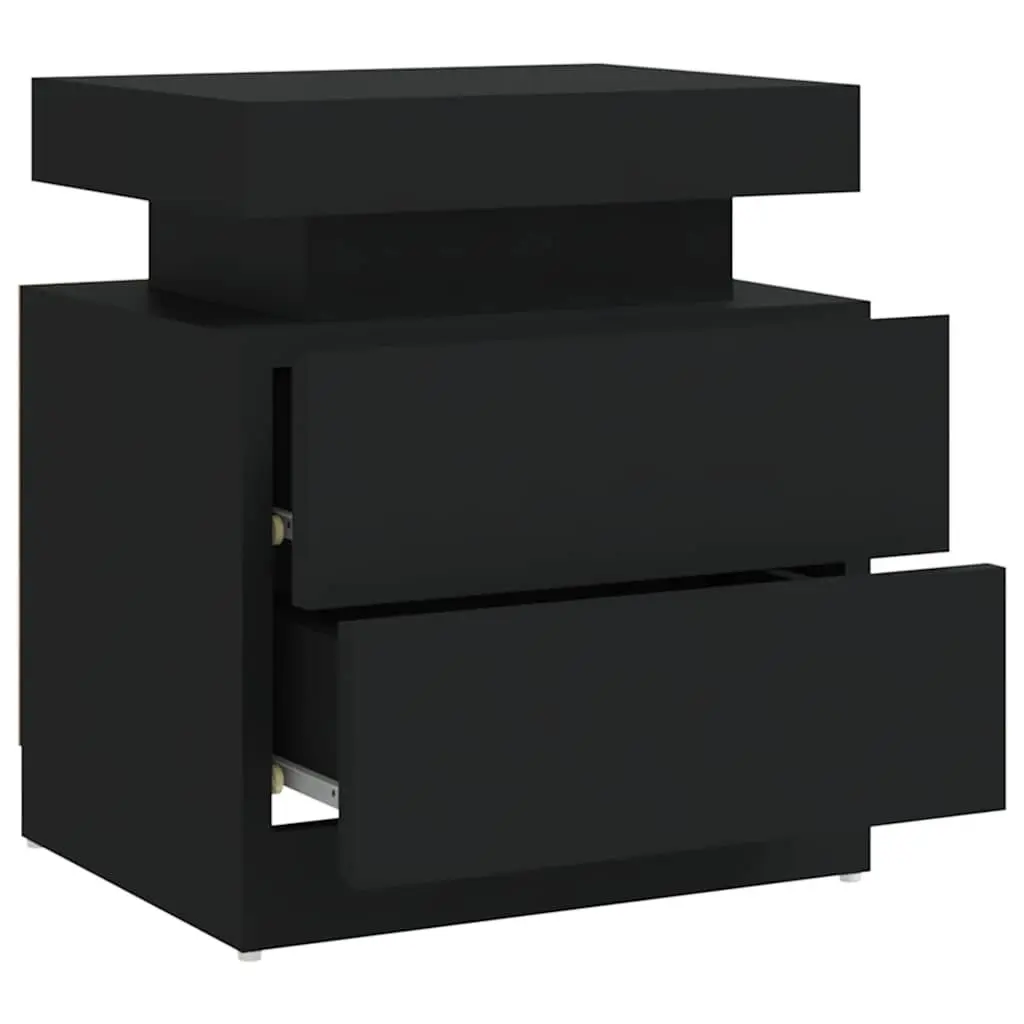 Bedside Cabinet Engineered Wood Storage Table 45x35x52cm Black