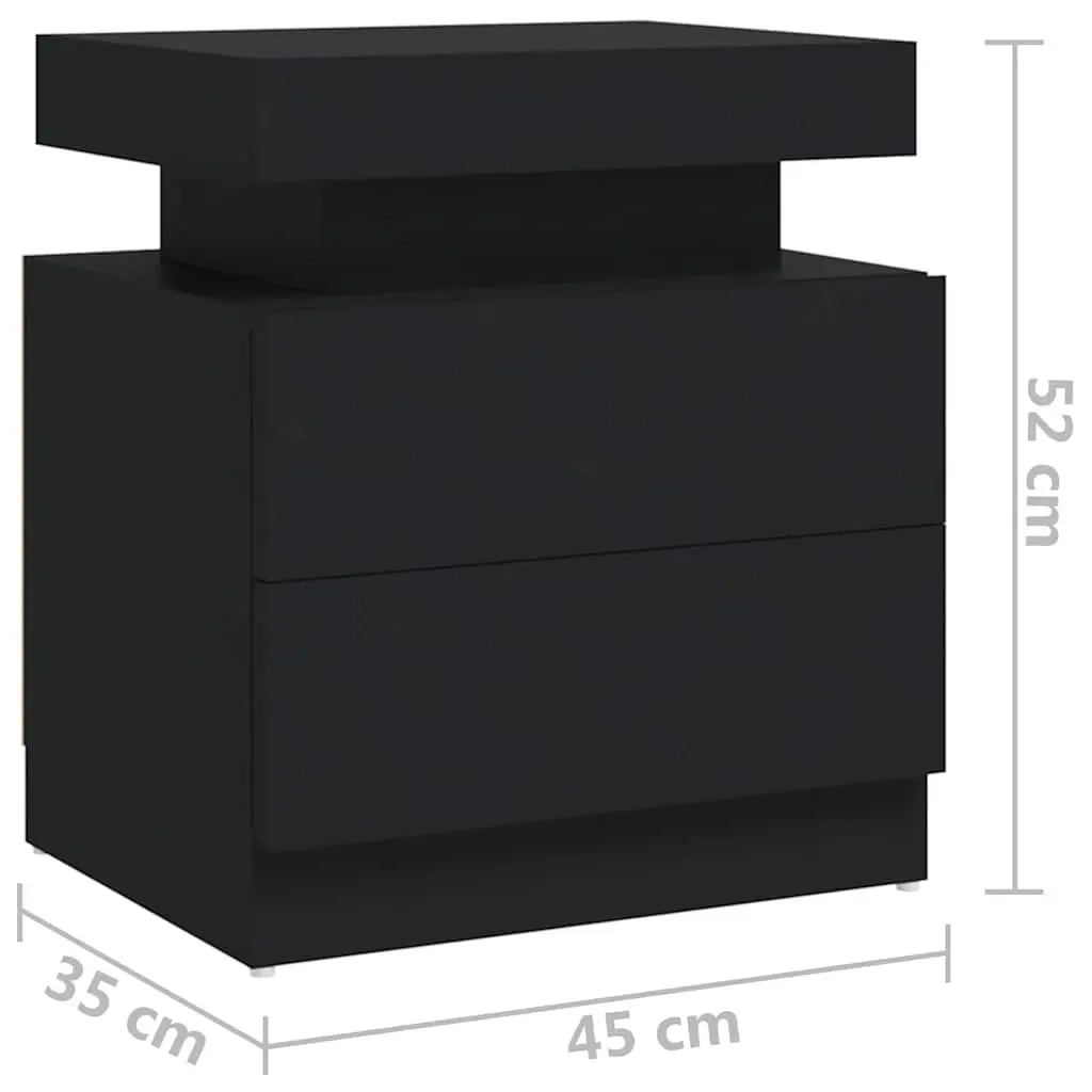 Bedside Cabinet Engineered Wood Storage Table 45x35x52cm Black