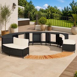 Hot Tub Surround with Storage Black Rattan Garden Spa Bench Outdoor Furniture