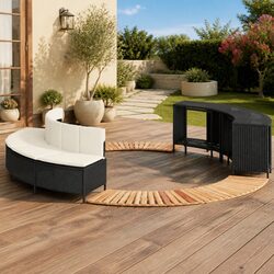 Hot Tub Surround with Storage Bench Outdoor Spa Furniture Black Rattan Garden