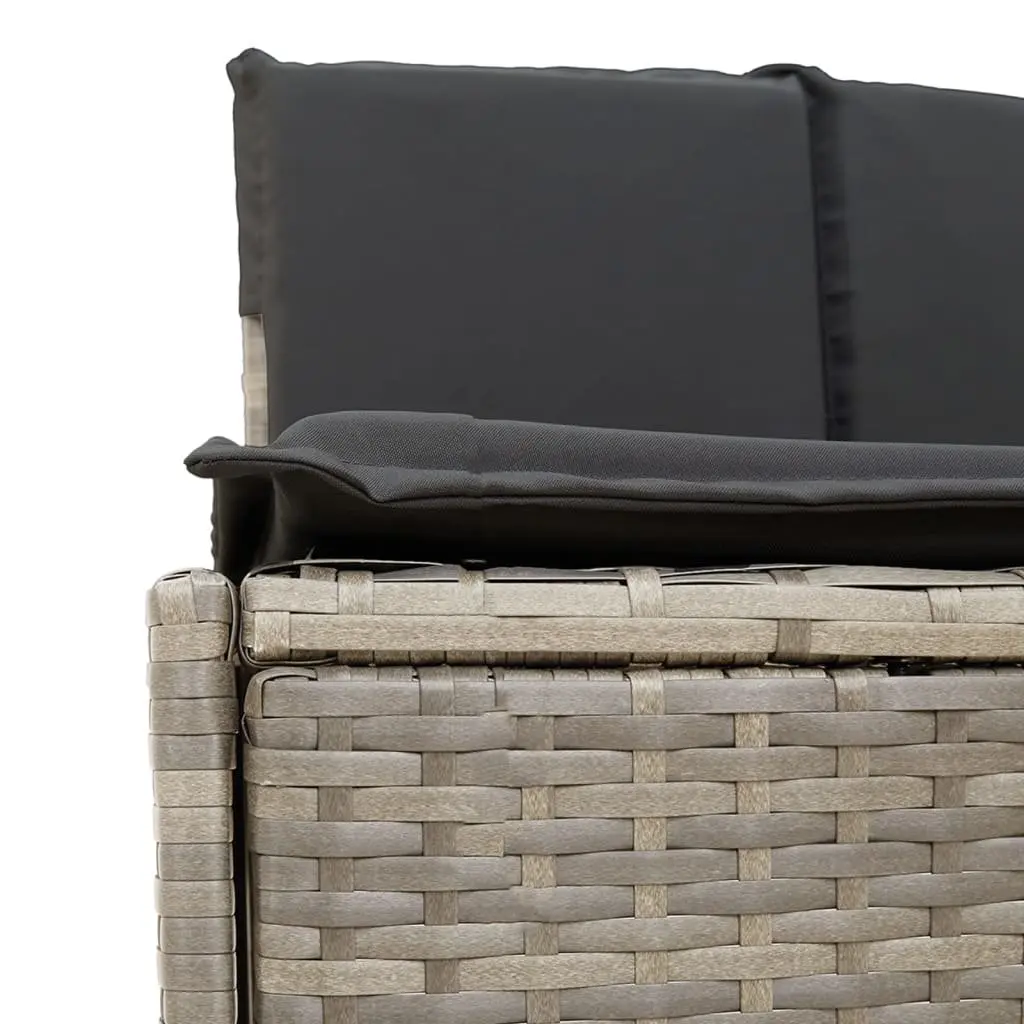 Hot Tub Surround Grey PE Rattan Acacia Wood Storage Step Outdoor Garden Bench