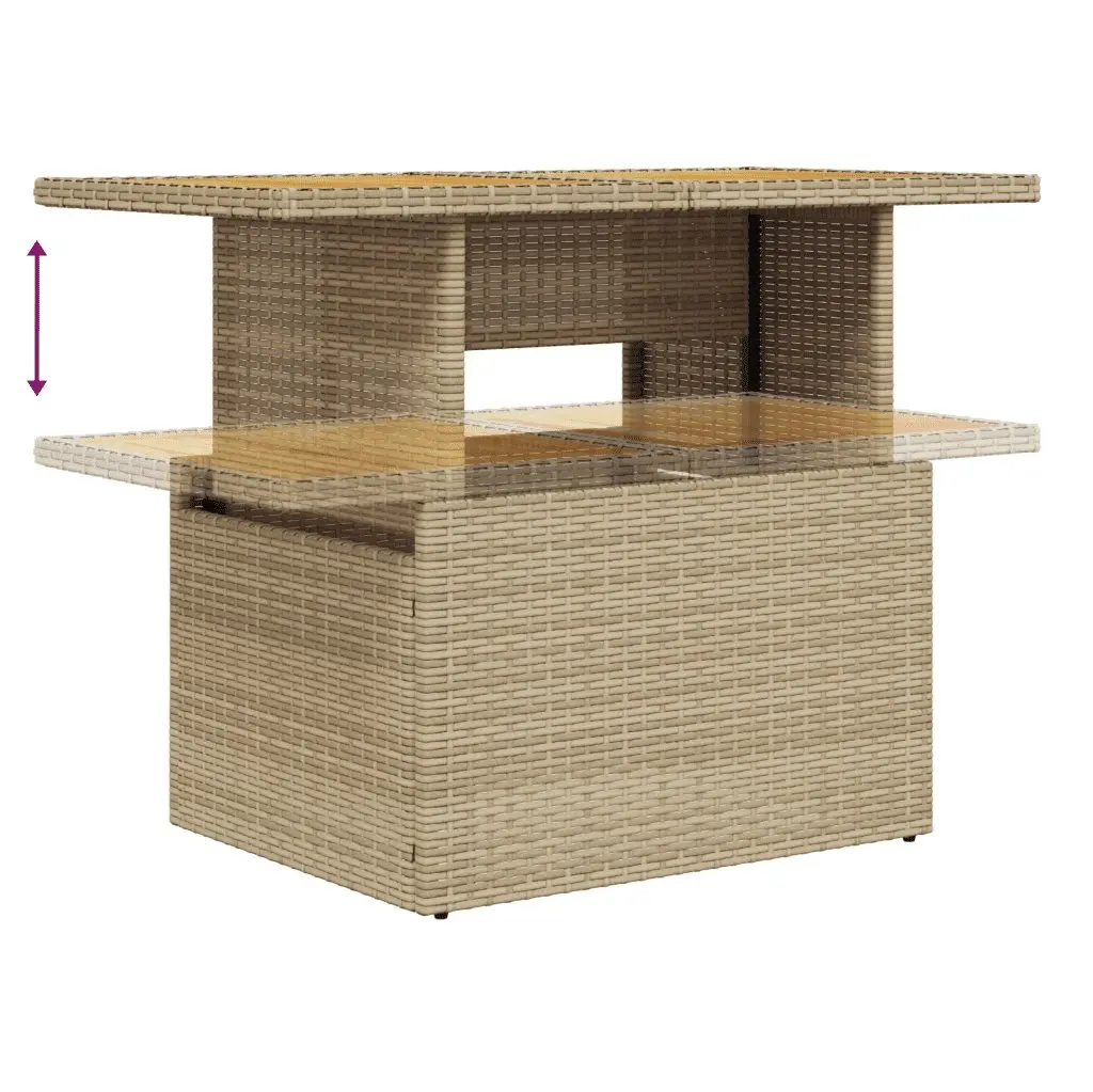 5 Piece Garden Sofa Set with Adjustable Dining Table Outdoor Furniture Beige