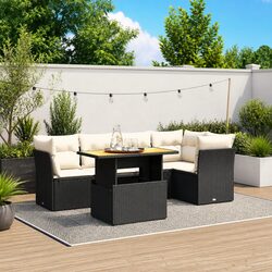 Garden Sofa Set 5 Piece Outdoor Furniture Patio Lounge Modular Black Poly Rattan