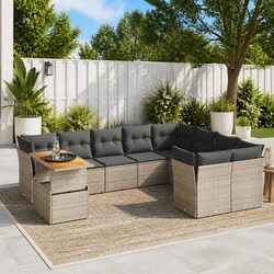 Garden Sofa Set 10 Piece Outdoor Furniture Grey Poly Rattan Modular Patio Lounge
