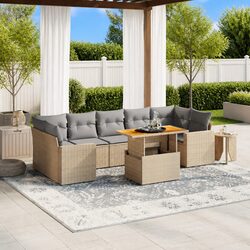 Garden Sofa Set 8 Piece Outdoor Furniture Patio Seating Beige with Cushions