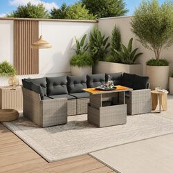 Garden Sofa Set 8 Piece Outdoor Furniture Patio Lounge Grey Poly Rattan Modular