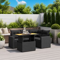 Garden Sofa Set 5 Piece Outdoor Furniture Patio Seating Black Rattan Cushions