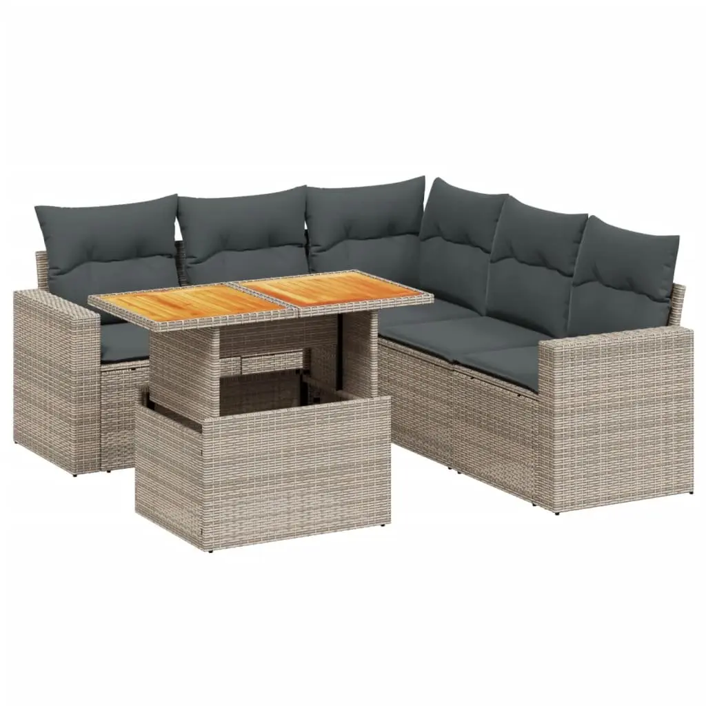 6 Piece Garden Sofa Set with Adjustable Dining Table Outdoor Patio Furniture