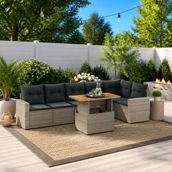 Garden Sofa Set 7 Piece Outdoor Furniture Patio Lounge with Cushions Grey