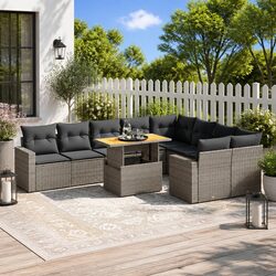 Garden Sofa Set 10 Piece Outdoor Furniture Grey Poly Rattan Modular Patio Lounge