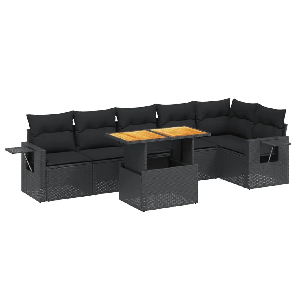 7 Piece Garden Sofa Set Outdoor Furniture Patio Sectional with Cushions Black