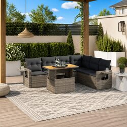 7 Piece Garden Sofa Set Adjustable Dining Table Foldable Side Table Outdoor
