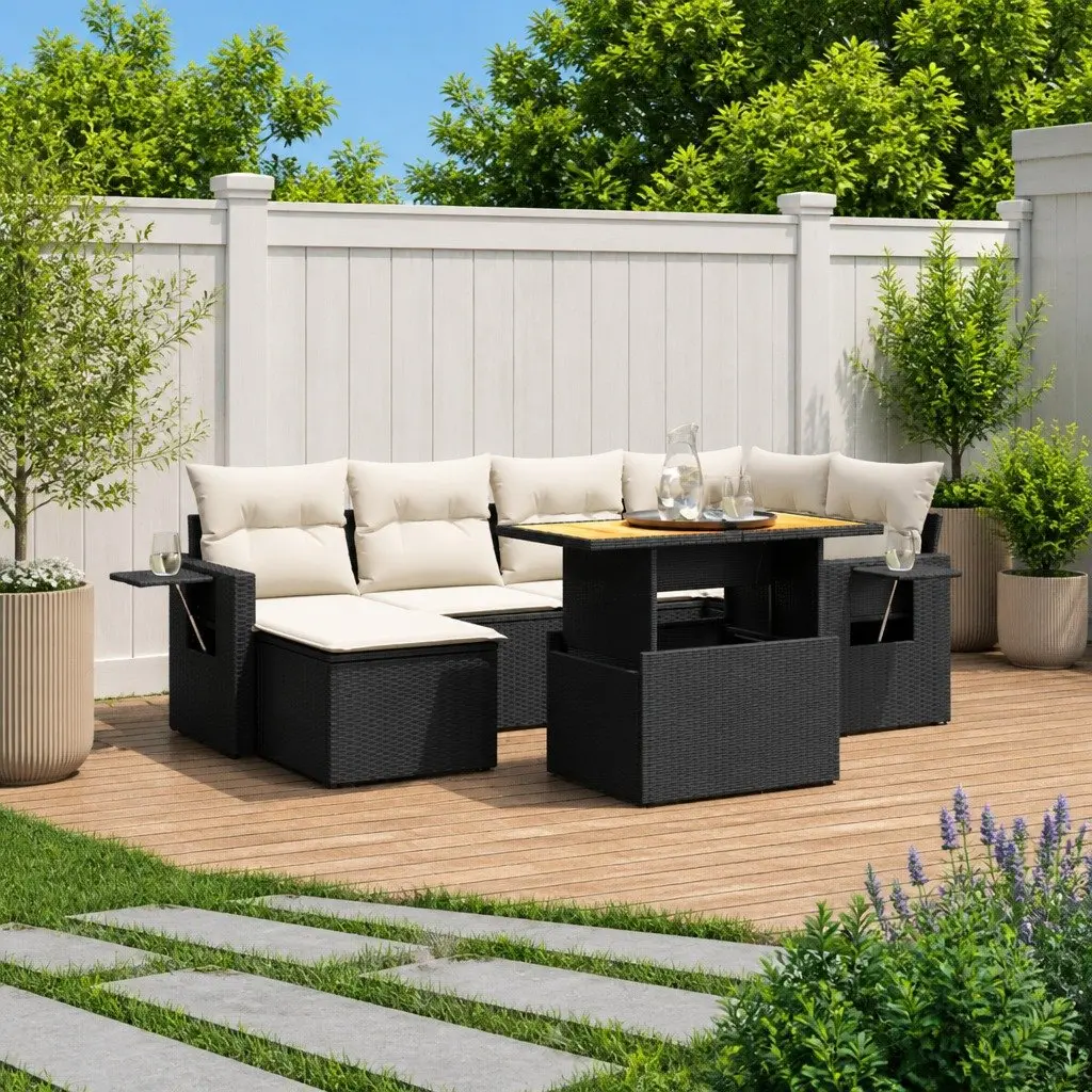7 Piece Garden Sofa Set Outdoor Furniture Patio Lounge with Cushions Black