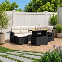 7 Piece Garden Sofa Set Outdoor Furniture Patio Lounge with Cushions Black