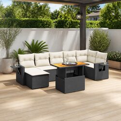 Garden Sofa Set 8 Piece Outdoor Furniture Black Poly Rattan Modular Patio Lounge