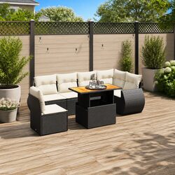 7 Piece Garden Sofa Set Outdoor Furniture Patio Lounge with Cushions Black