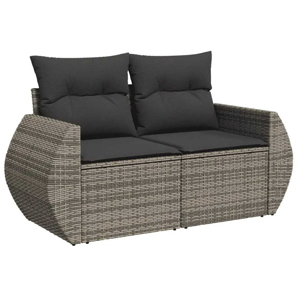 7 Piece Garden Sofa Set Grey Poly Rattan Outdoor Furniture with Cushions Patio
