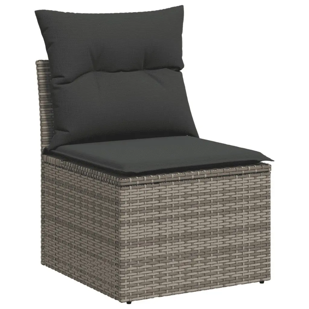 7 Piece Garden Sofa Set Grey Poly Rattan Outdoor Furniture with Cushions Patio