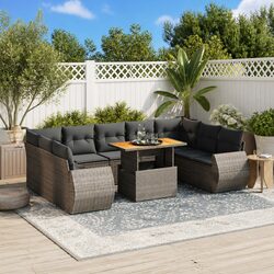 Garden Sofa Set 10 Piece Outdoor Furniture Patio Grey Poly Rattan Modular