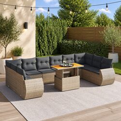 Garden Sofa Set 11 Piece Outdoor Furniture Grey Poly Rattan Patio Modular Lounge
