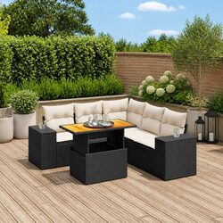 Garden Sofa Set 6 Piece Black Poly Rattan Outdoor Furniture Patio Lounge Modular