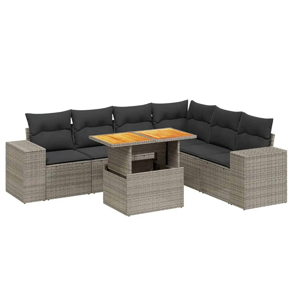 7 Piece Garden Sofa Set Adjustable Table Outdoor Patio Furniture Grey Poly