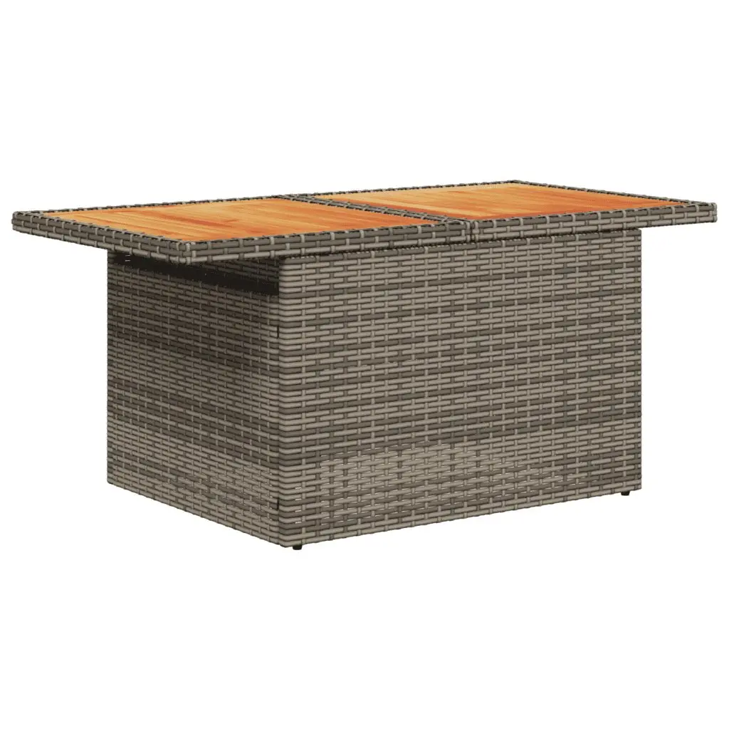 7 Piece Garden Sofa Set with Adjustable Dining Table Grey Poly Rattan Outdoor
