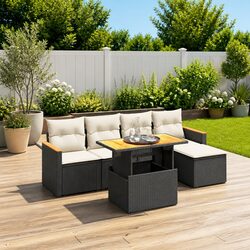6 Piece Garden Sofa Set Outdoor Furniture Patio Lounge with Cushions Black