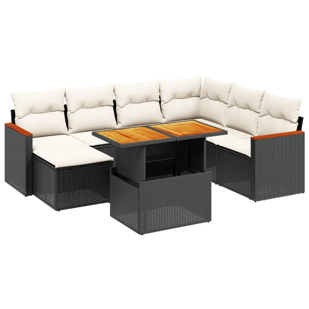 Garden Sofa Set 8 Piece Outdoor Furniture Adjustable Table Black PE Rattan