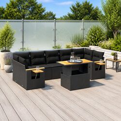 8 Piece Garden Sofa Set Black Poly Rattan Outdoor Furniture Patio Lounge Modular