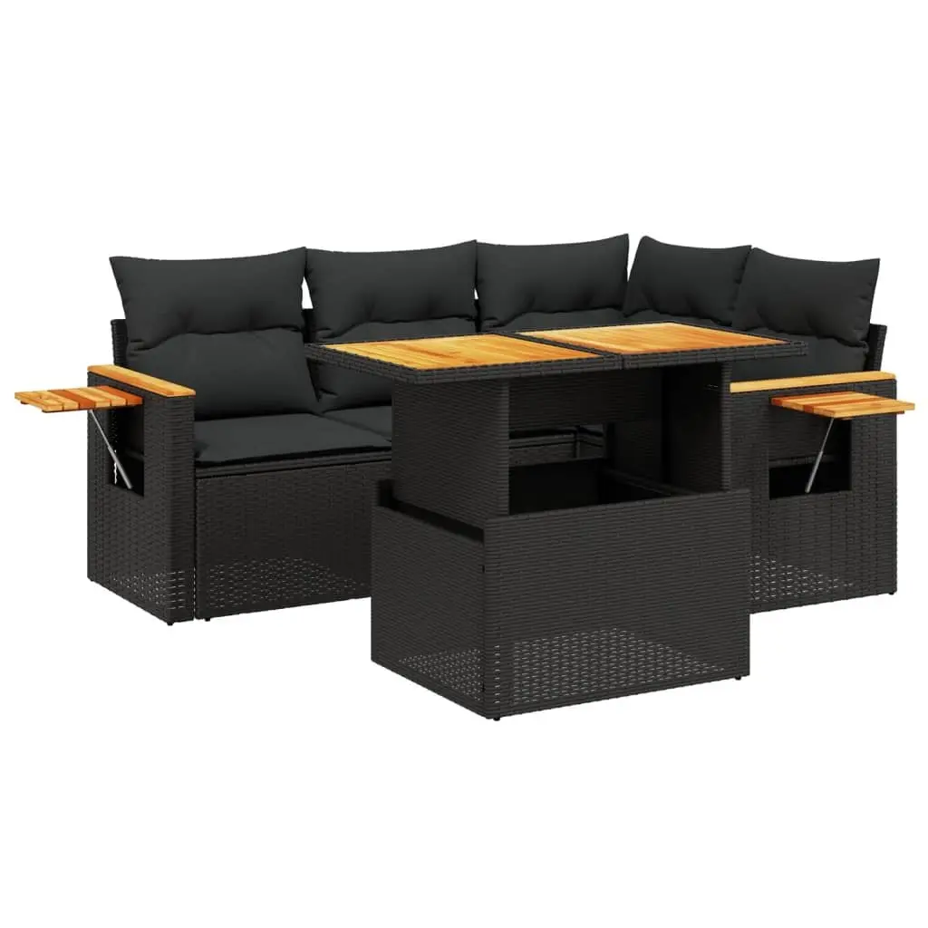 5 Piece Garden Sofa Set Outdoor Furniture Patio Dining Lounge Black with