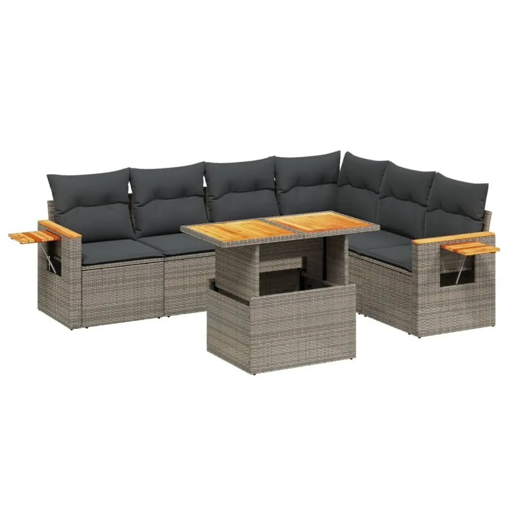 7 Piece Garden Sofa Set Adjustable Dining Table Outdoor Patio Furniture Grey