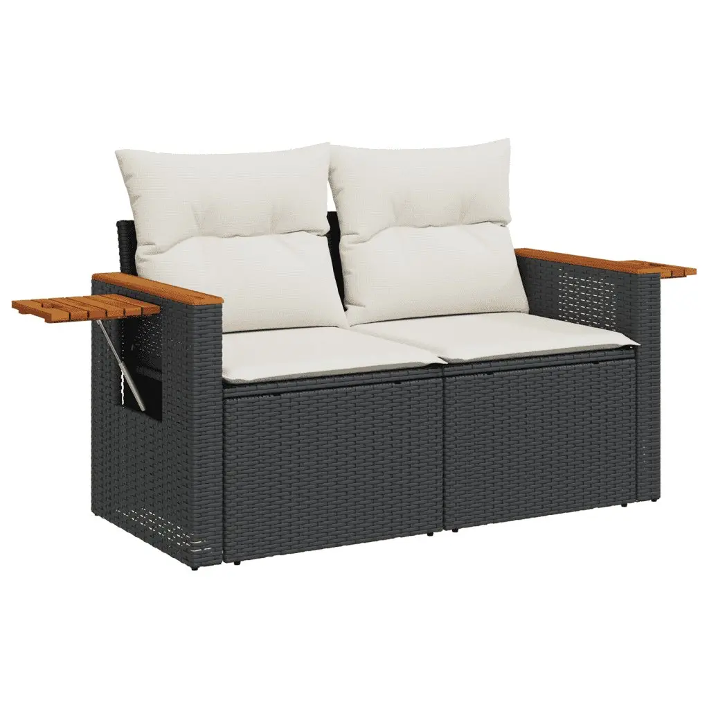 7 Piece Garden Sofa Set with Cushions Black Outdoor Patio Furniture Modular