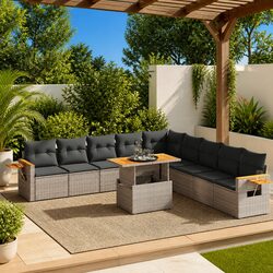 Garden Sofa Set 11 Piece Outdoor Furniture Grey Poly Rattan Modular Patio