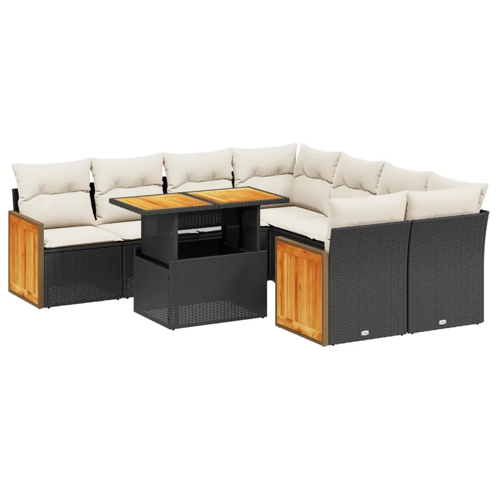 Garden Sofa Set 9 Piece Outdoor Furniture Patio Rattan Lounge with Cushions