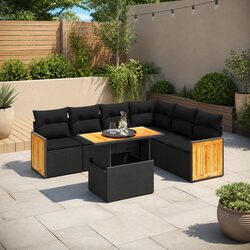 7 Piece Garden Sofa Set with Adjustable Dining Table Outdoor Patio Furniture