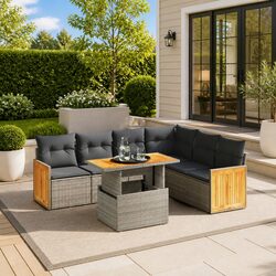 Garden Sofa Set 7 Piece Outdoor Furniture Patio Lounge with Cushions Grey