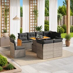 Garden Sofa Set 9 Piece Outdoor Furniture Patio Grey Poly Rattan Modular