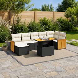 Garden Sofa Set 8 Piece Outdoor Patio Furniture Black Poly Rattan Modular with