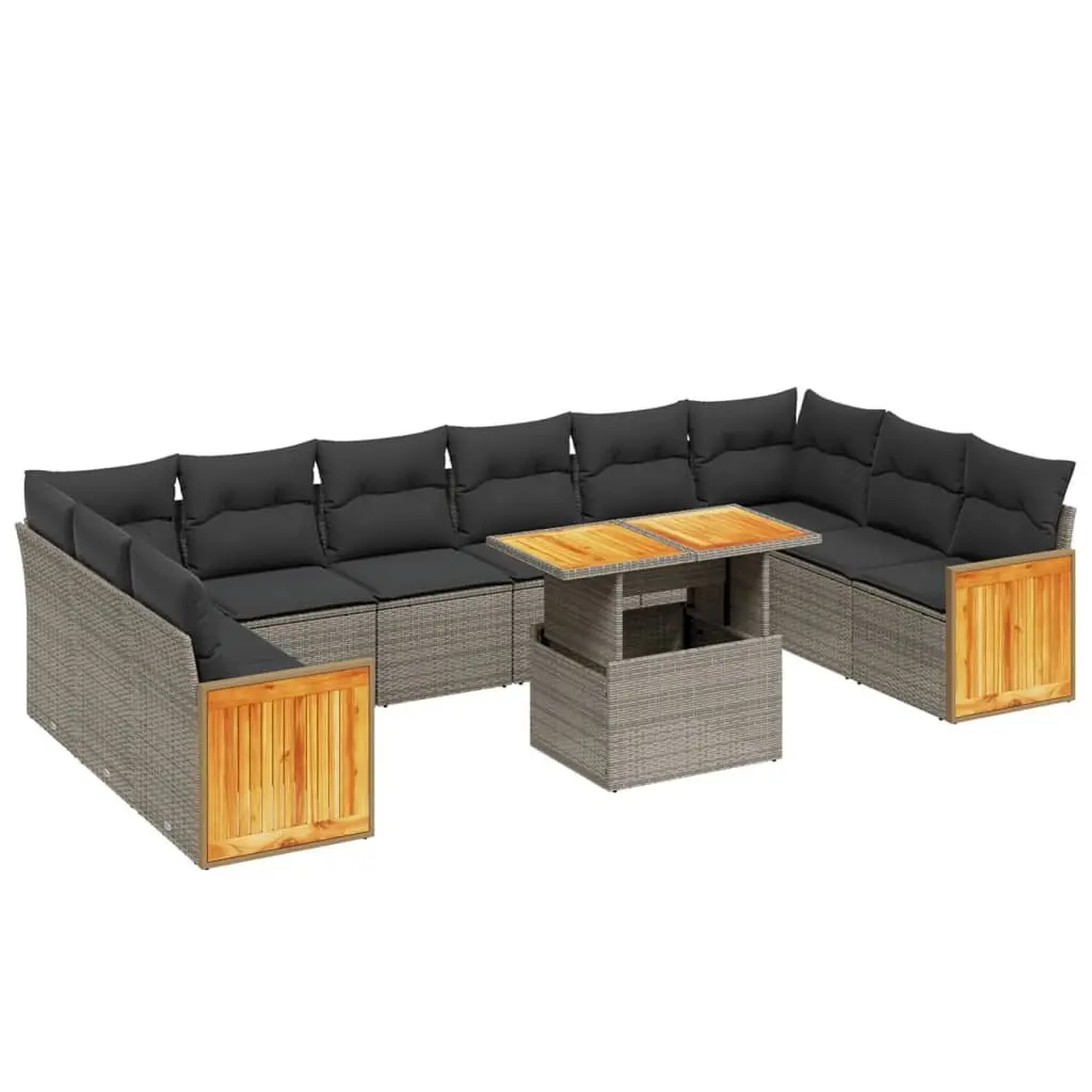 Garden Sofa Set 11 Piece Outdoor Furniture Grey Poly Rattan Modular Patio