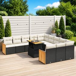 Garden Sofa Set 11 Piece Outdoor Furniture Patio Black Rattan Modular Seating