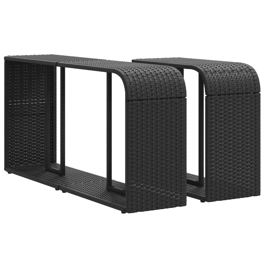 11 Piece Outdoor Garden Sofa Set Black Poly Rattan Furniture with Cushions